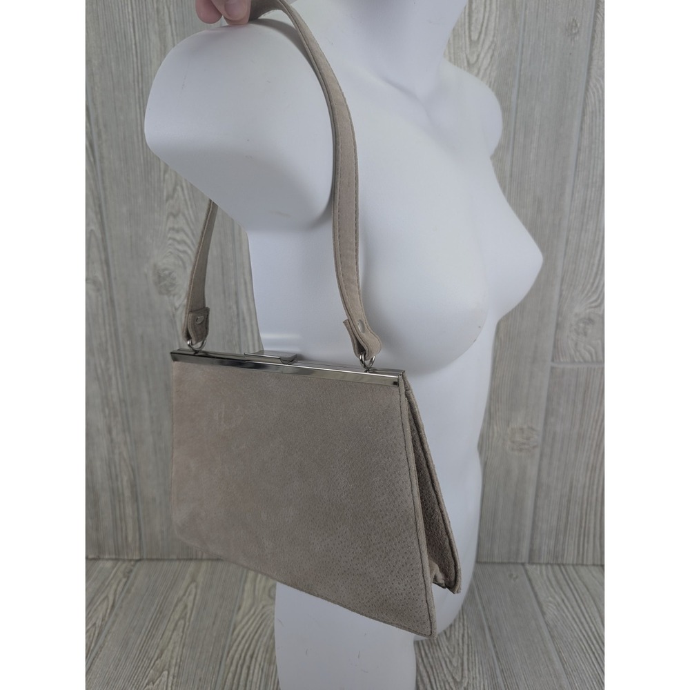 Vintage Y2K Wilsons Suede Handbag Beige Maxima Purse 90s Model Off Duty Indie